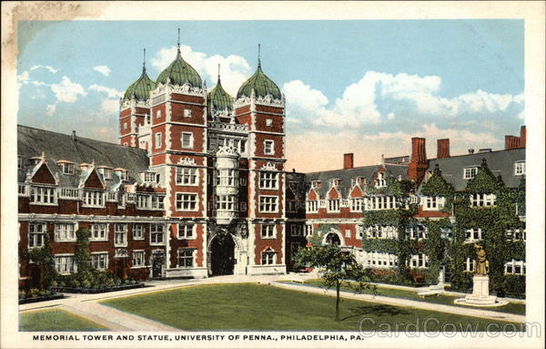 Memorial Tower and Statue, University of Penna Philadelphia Pennsylvania