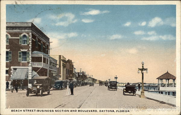 Beach Street - Business Section and Boulevard Daytona Beach Florida