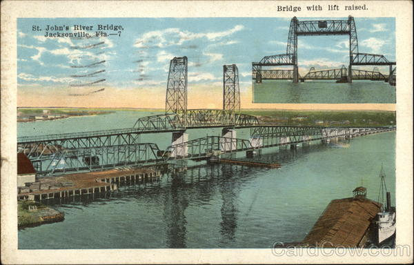 St. John's River Bridge with lift raised Jacksonville Florida