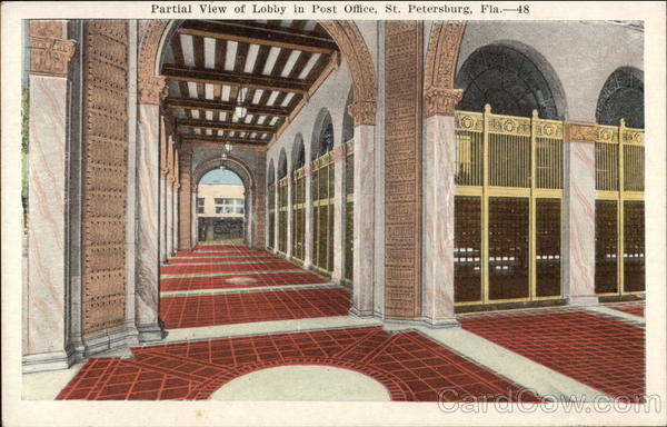 Lobby in Post Office St. Petersburg Florida