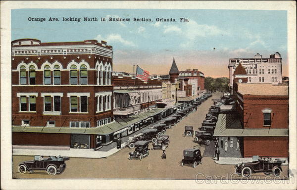 Orange Avenue, Looking North in Business Section Orlando Florida