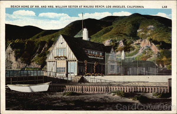 Beach Home of Mr. & Mrs. William Seiter at Malibu Beach Los Angeles California