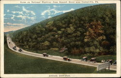 Scene on National Highway from Summit Hotel Uniontown, PA Postcard Postcard