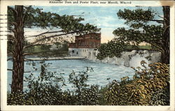 Alexander Dam and Power Plant Merrill, WI Postcard Postcard