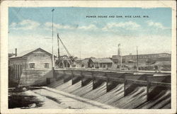 Power House and Dam Rice Lake, WI Postcard Postcard