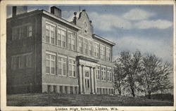 High School Building Linden, WI Postcard Postcard