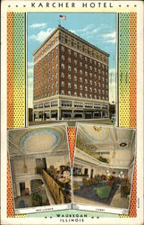 Karcher Hotel Waukegan, IL Postcard Postcard