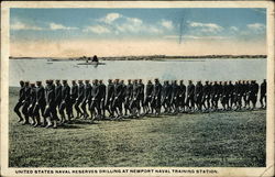 United States Naval Reserves Drilling At Newport Naval Training Station Postcard