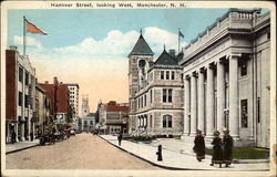 Hanover Street, Looking West Manchester, NH Postcard Postcard