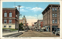 Sheldon Street, Looking West Houghton, MI Postcard Postcard