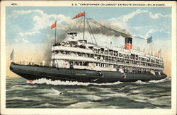SS Christopher Columbus En Route to Chicago-Milwaukee Postcard