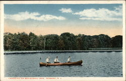 Canoeing on Weequamic Lake Newark, NJ Postcard Postcard