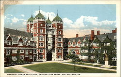 Memorial Tower and Statue, University of Penna Postcard