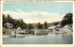 Lower Entrance to Lock From Steamboat Ascending Songo River, ME Postcard Postcard