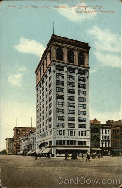 Pennsylvania Street Looking North and Odd Fellows Building Indianapolis