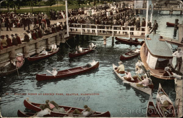 Boating Scene at Lesch's Park Seattle Washington