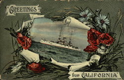 Greetings from California - USS Alabama Postcard