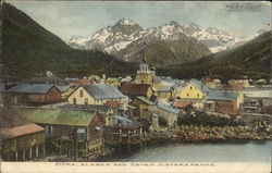 View of Town and Seven Sisters Peaks Sitka, AK Postcard Postcard