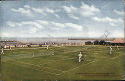 Tennis Court and Bathing Beach at Chicago Beach Hotel Postcard