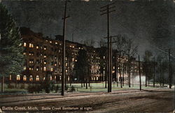 Battle Creek Sanitarium at Night Postcard