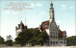 Jackson Park, Largest South Side Park, area 539 acres, German Building Postcard