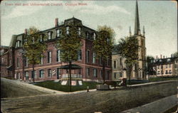 Town Hall and Universalist Church Postcard