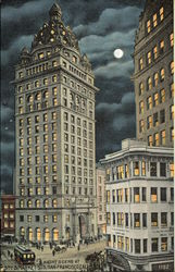 Night Scene at 3rd and Market Streets Postcard