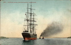 Outward Bound - Sailing Ship Leaving Harbor Postcard