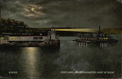 Breakwater Light at Night Postcard
