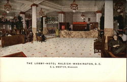 The Lobby--Hotel Raleigh Postcard