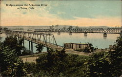 Bridges Across the Arkansas River Tulsa, OK Postcard Postcard