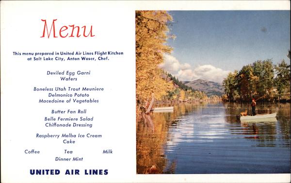 United Airlines Menu Quiet River in Northern Idaho