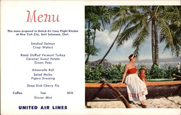 United Airlines Menu Mainland Visitors Waikiki Hawaii