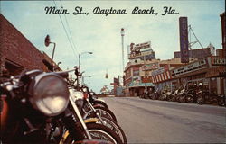 Main Street Scene during Motorcycle Classic "200" looking toward the Ocean Postcard