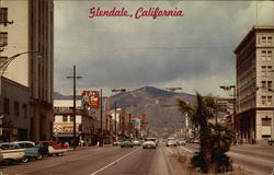 View of Glendale's Main Street Postcard