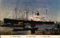 Grace Line, S.S. Santa Monica, S.S. Santa Clara, S.S. Santa Sofia Boats, Ships Postcard Postcard