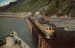 White Pass & Yukon Passenger Train on Skagway Dock Trains, Railroad Postcard Postcard