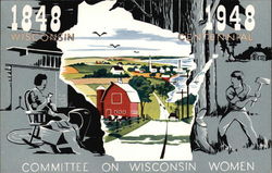 Committee on Wisconsin Women 1848-1948 Wisconsin Centennial Postcard