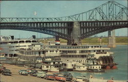 Steamboats on Riverfront, Mississippi Levee Postcard