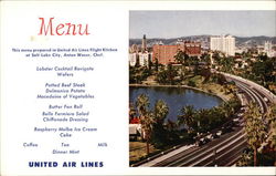United Air Lines menu Postcard
