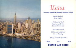 United Air Lines menu Postcard