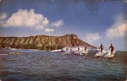 Surfing at Waikiki Postcard