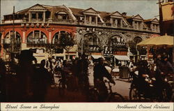Street Scene in Shanghai, Northwest Orient Airlines Postcard