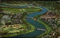Aerial View of Harvard University and Charles River Cambridge, MA Postcard Postcard