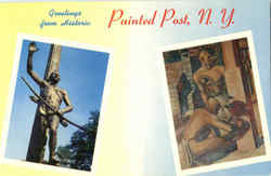 Greetings From Historic Painted Post Postcard