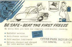 Mobil oil Be Safe Beat The First Freeze Postcard