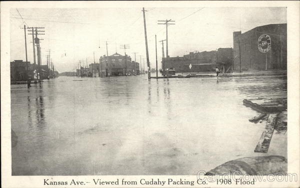 Kansas Avenue from Cudahy Packing Co. - 1908 Flood Kansas City Missouri