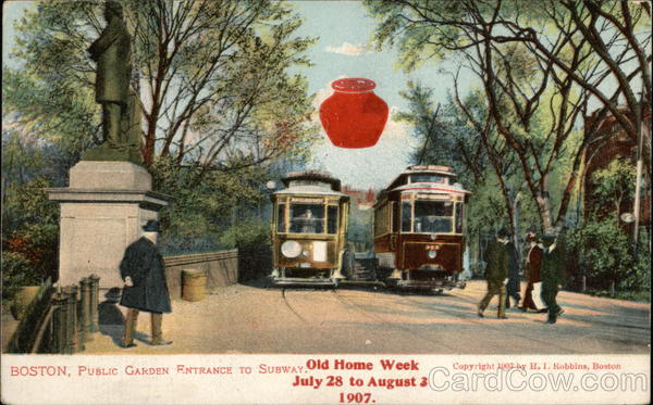 Public Garden Entrance to Subway Old Home Week, July 28 to Aug. 2, 1907 Boston Massachusetts