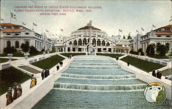 Cascades and Group of United States Government Buildings, Alaska-Yukon-Pacific Exposition Seattle Washington