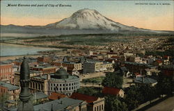 Aerial View of Mountain and City Tacoma, WA Postcard Postcard